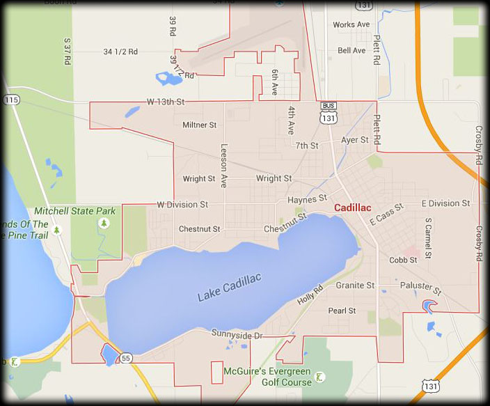 Map of Our Cadillac Service Area